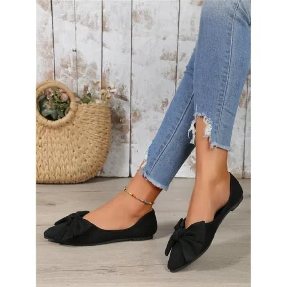 Black Flats Large Size Loafers