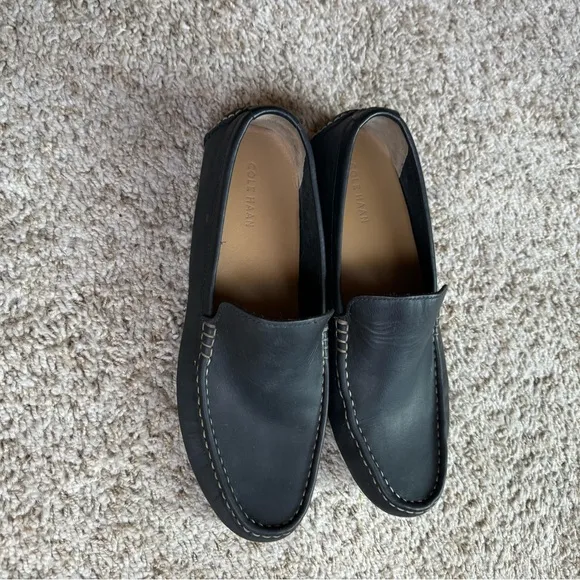 Black Leather Driving Loafers