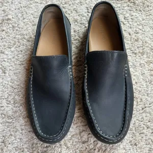 Black Leather Driving Loafers