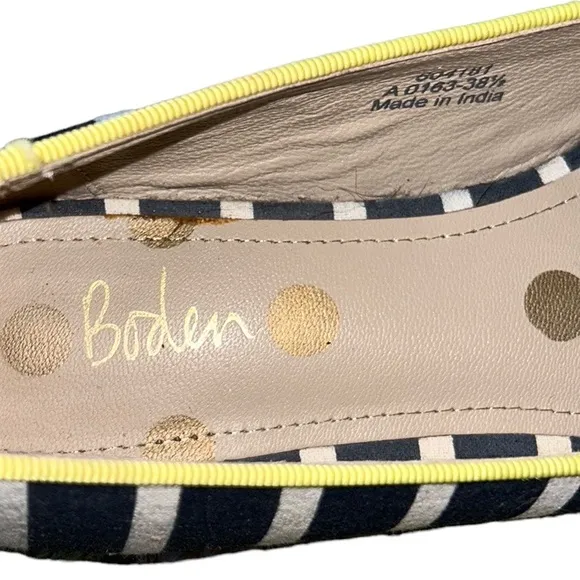 Boden Rowan Navy Blue Striped Yellow Tassel Slipper Loafers - 38.5 / 7.5