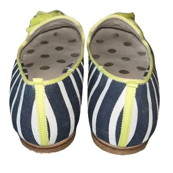Boden Rowan Navy Blue Striped Yellow Tassel Slipper Loafers - 38.5 / 7.5