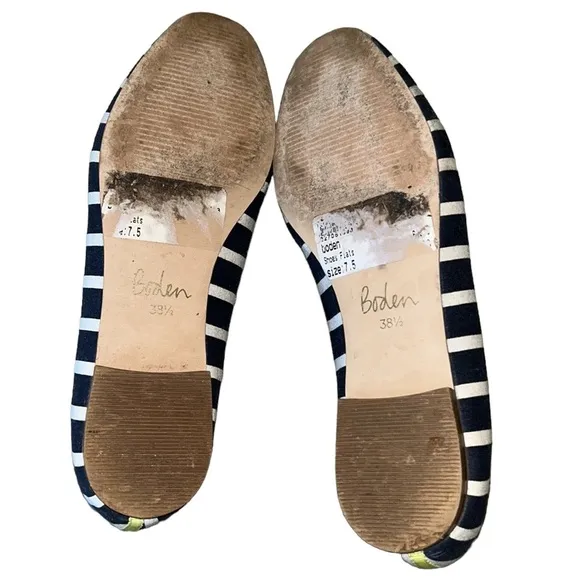 Boden Rowan Navy Blue Striped Yellow Tassel Slipper Loafers - 38.5 / 7.5