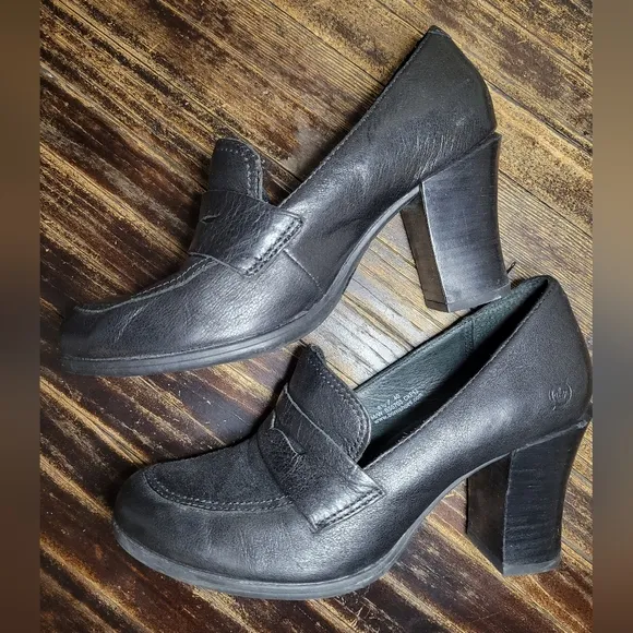 Born leather heeled loafers, 8.5