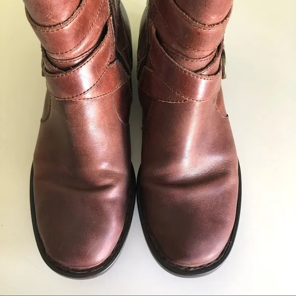 Born McMillan Leather Strappy Buckle Ankle Moto Combat Boots
