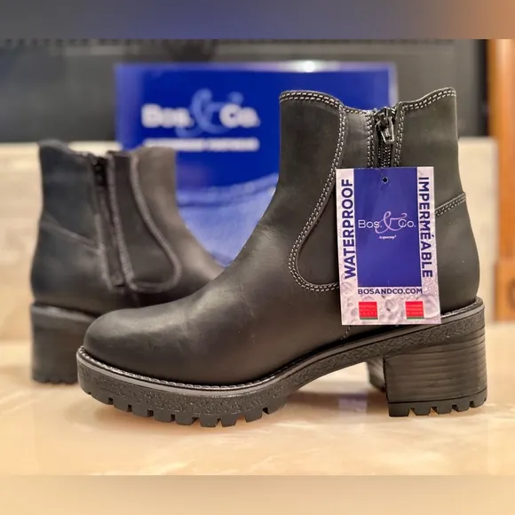 Bos. &amp; Co. Women’s MERCY BLACK ELASTICATED BOOTS Size 39 NEW IN BOX