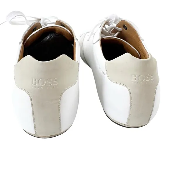 BOSS Hugo Boss Italian Portobello Leather Suede Sneakers White Size 10 WORN ONCE