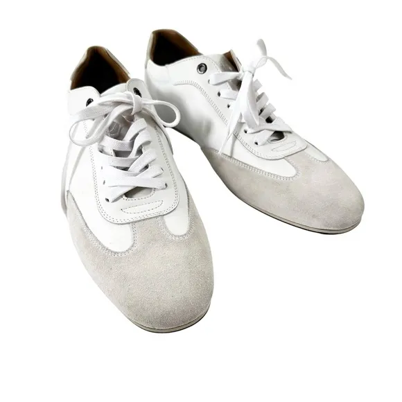 BOSS Hugo Boss Italian Portobello Leather Suede Sneakers White Size 10 WORN ONCE