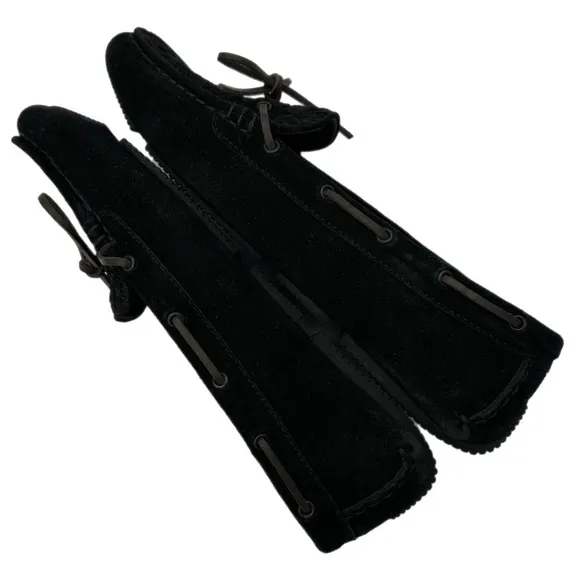 Bottega Veneta Black Intrecciato Suede Bow Slip-On Loafers – Size 39.5 EU