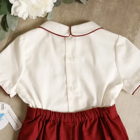 Boys Winter White and Red Bobby Suit Argyle Boutique Size 18/24 Months NWT