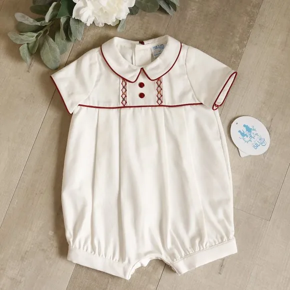 Boys Winter White and Red Bobby Suit Argyle Boutique Size 18/24 Months NWT