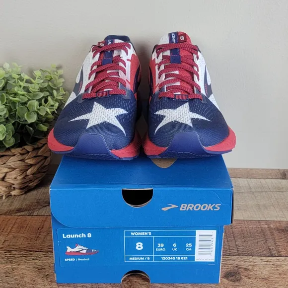 Brooks 8 NEW Launch Texas Flag USA Star Red White Blue Running Shoes Sneakers