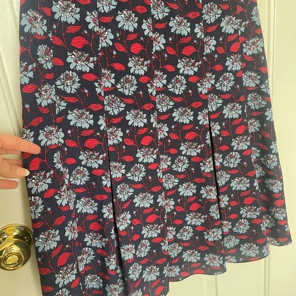 Brooks Brother blue &amp; red floral sleeveless pleated dress | 6