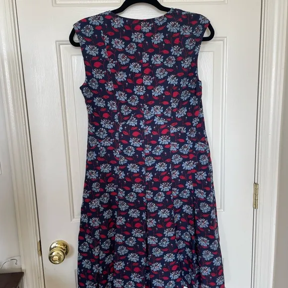 Brooks Brother blue &amp; red floral sleeveless pleated dress | 6