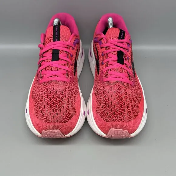 Brooks Ghost Max Neutral Running Sneakers Size 9.5 Women's Pink Glo/Purple/Black