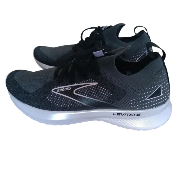 Brooks Levitate 5 StealthFit Black Gray Purple Running Shoes Sneakers Size 7.5