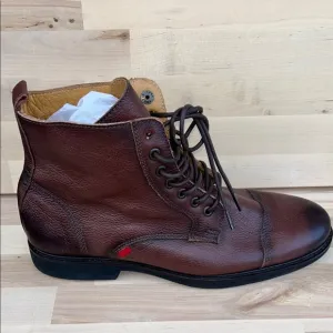 Brown Leather Lace-Up Ankle Boots Marc Joseph 10.5