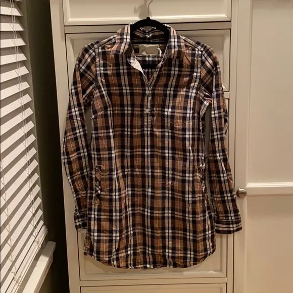Brownplaid Anthropologie Trovata Marin Shirt Dress