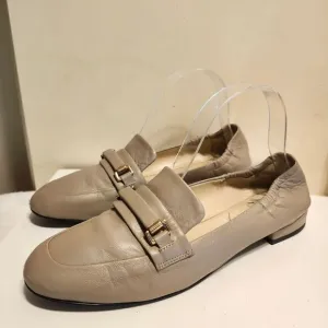 Bruno Magli &quot;Vinny&quot; Taupe Luxe Leather Block Heels Loafers sz. 6.5/37 MSRP $395