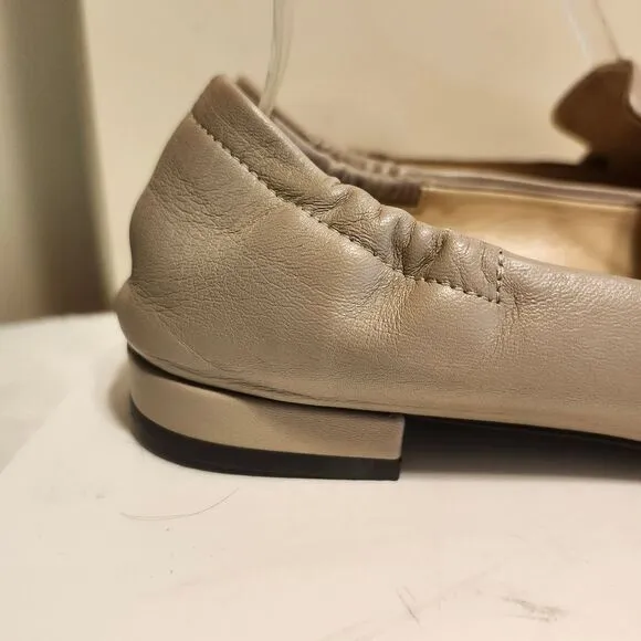 Bruno Magli &quot;Vinny&quot; Taupe Luxe Leather Block Heels Loafers sz. 6.5/37 MSRP $395
