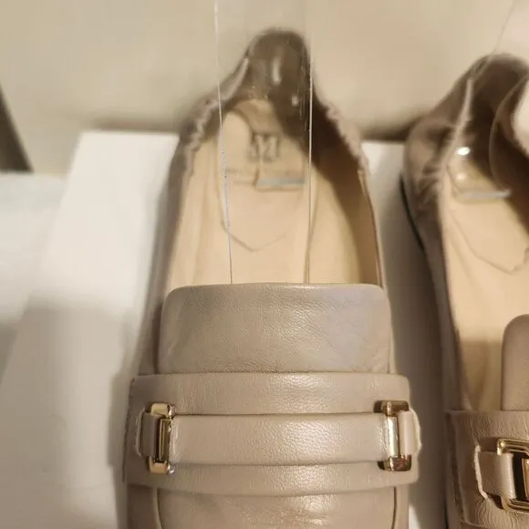 Bruno Magli &quot;Vinny&quot; Taupe Luxe Leather Block Heels Loafers sz. 6.5/37 MSRP $395