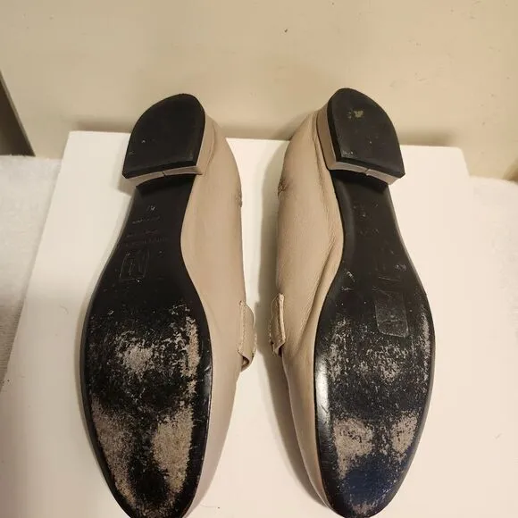 Bruno Magli &quot;Vinny&quot; Taupe Luxe Leather Block Heels Loafers sz. 6.5/37 MSRP $395