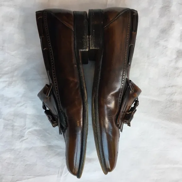 Bruno Magli Brown Leather Totus Tassel Loafers, 9.5W