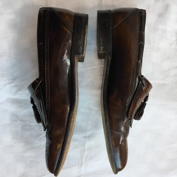 Bruno Magli Brown Leather Totus Tassel Loafers, 9.5W