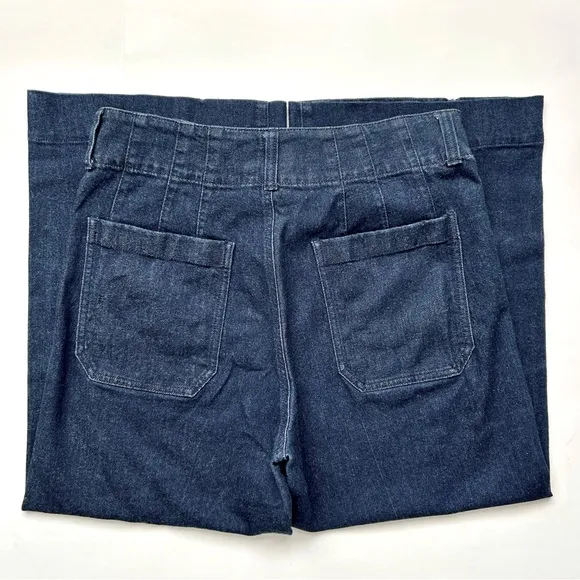 By Anthropologie Capra Wide-Leg Denim Trousers High Waist Patch Pocket Jeans 30