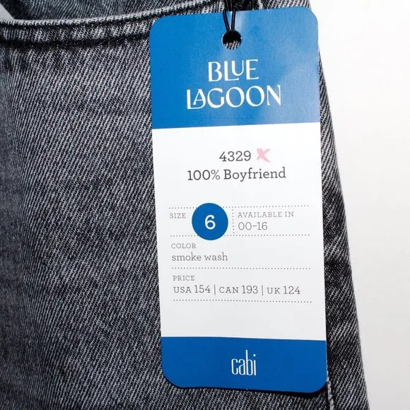 Cabi 100% Boyfriend Smoke Wash Jeans