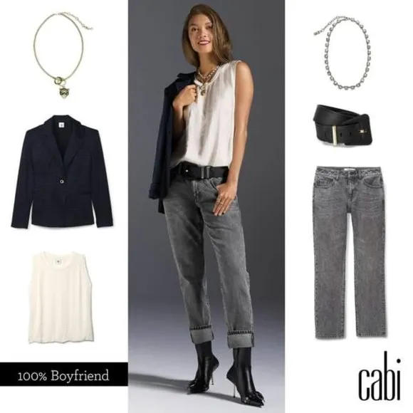 Cabi 100% Boyfriend Smoke Wash Jeans