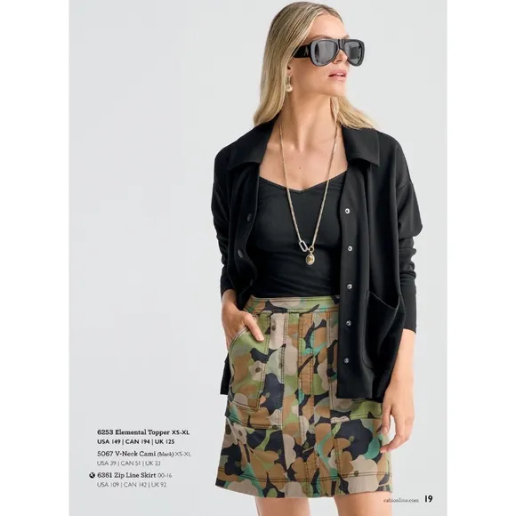 Cabi &quot;Zip Line&quot; Floral Side Pocket Skirt