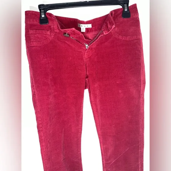 Cabi Soft Ribbed Corduroy Velvet Ruby Red Textured Fitted Skinny Jeans Sz 2