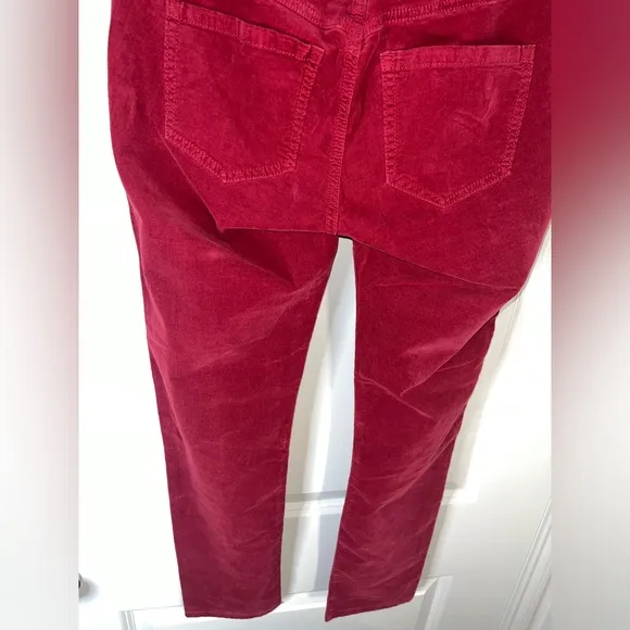 Cabi Soft Ribbed Corduroy Velvet Ruby Red Textured Fitted Skinny Jeans Sz 2