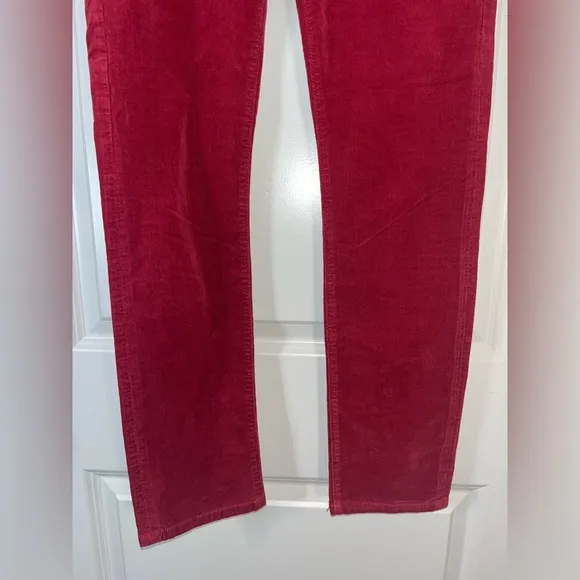 Cabi Soft Ribbed Corduroy Velvet Ruby Red Textured Fitted Skinny Jeans Sz 2