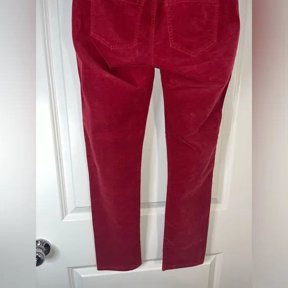 Cabi Soft Ribbed Corduroy Velvet Ruby Red Textured Fitted Skinny Jeans Sz 2