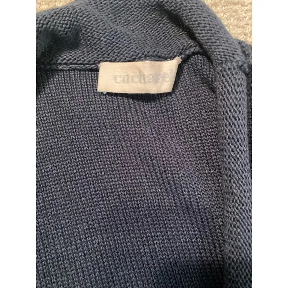 Cacharel Cardigan Sweater Lightweight Cotton Knit Lovely Blue Pockets ~ Sz M
