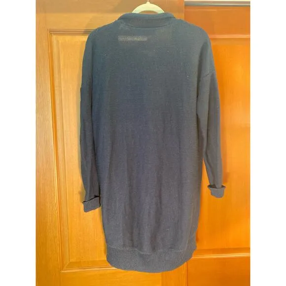 Cacharel Cardigan Sweater Lightweight Cotton Knit Lovely Blue Pockets ~ Sz M