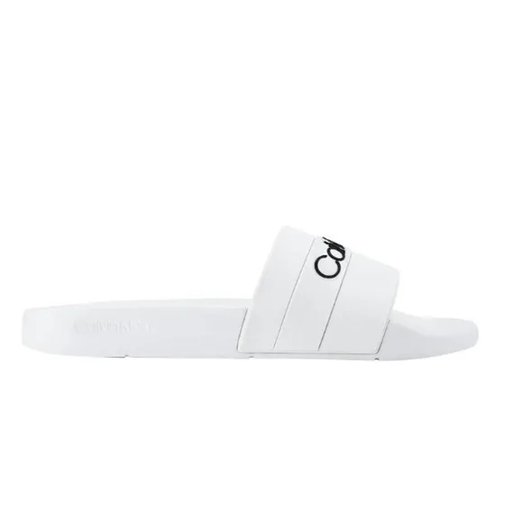 Calvin Klein Mens Adult Casual Pool Slides Logo White Color Sandals Size 11M