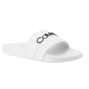 Calvin Klein Mens Adult Casual Pool Slides Logo White Color Sandals Size 11M