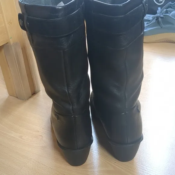 CAMPER MIA Wedge Boots Black Leather Size 11 US 41 EU