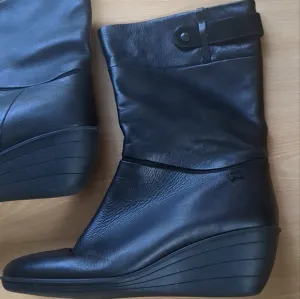 CAMPER MIA Wedge Boots Black Leather Size 11 US 41 EU
