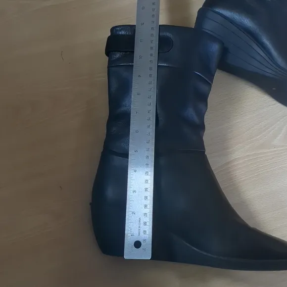 CAMPER MIA Wedge Boots Black Leather Size 11 US 41 EU