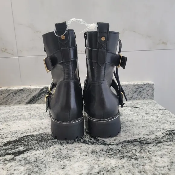 Carvela Women's Salute Leather Chain Biker Boots,