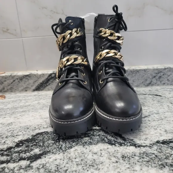 Carvela Women's Salute Leather Chain Biker Boots,