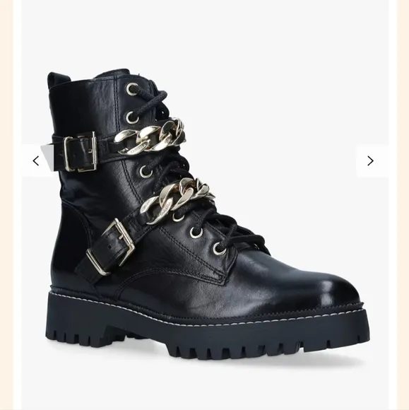 Carvela Women's Salute Leather Chain Biker Boots,