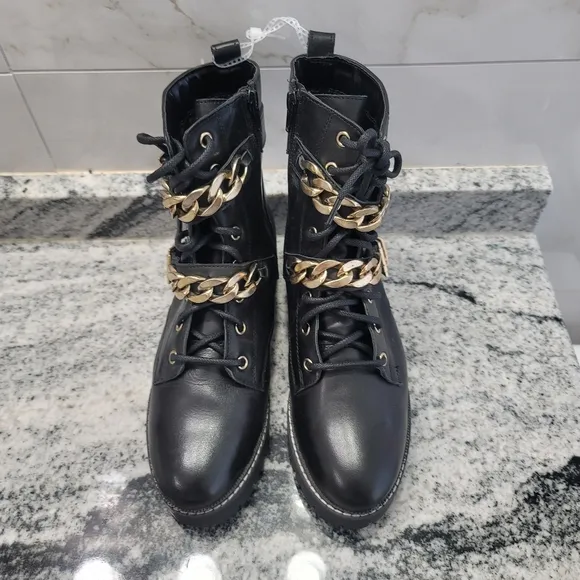 Carvela Women's Salute Leather Chain Biker Boots,