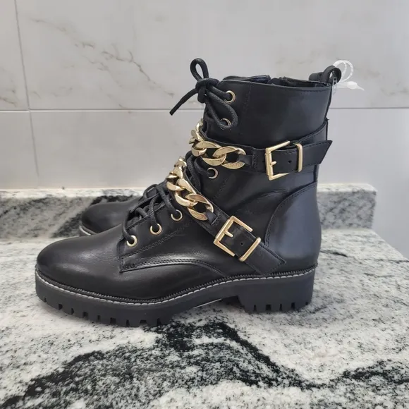 Carvela Women's Salute Leather Chain Biker Boots,