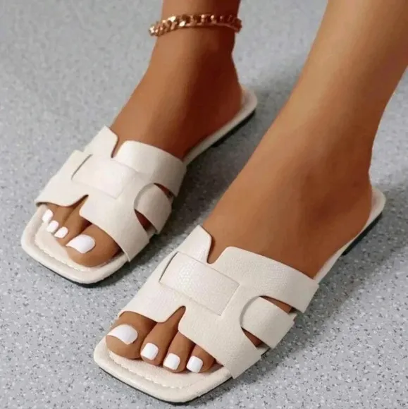 Casual Flat Slippers Women's Shoes Summer Open Toe Woven Roman Summer Slippers