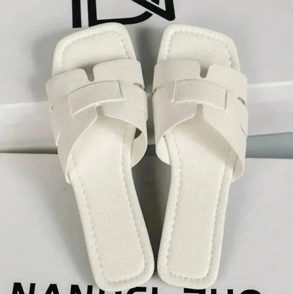 Casual Flat Slippers Women's Shoes Summer Open Toe Woven Roman Summer Slippers