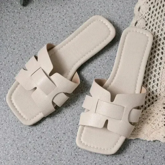 Casual Flat Slippers Women's Shoes Summer Open Toe Woven Roman Summer Slippers
